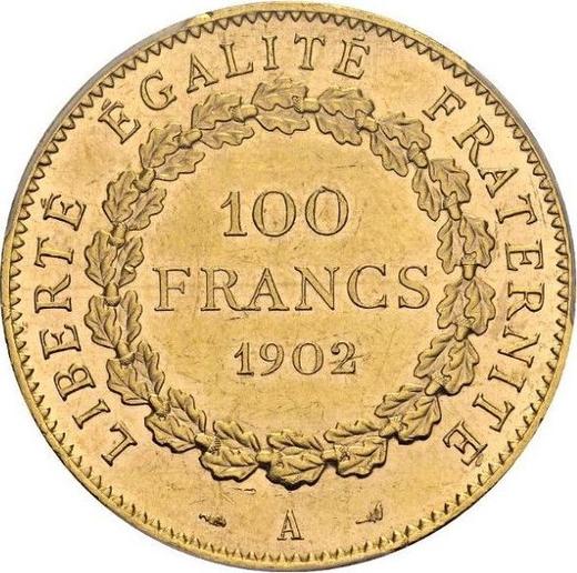 Реверс монеты - 100 франков 1902 года A "Тип 1878-1914" Париж - цена золотой монеты - Франция, Третья республика