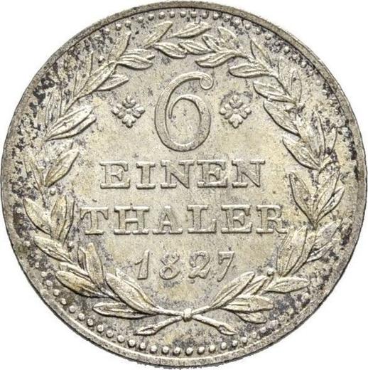Реверс монеты - 1/6 талера 1827 года - цена серебряной монеты - Гессен-Кассель, Вильгельм II