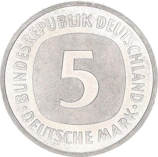 Obverse 5 Mark 1990 J -  Coin Value - Germany, FRG