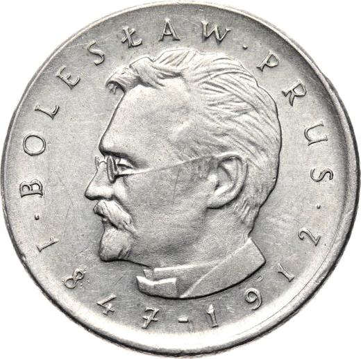 Reverso 10 eslotis 1975 MW "Centenario de la muerte de Bolesław Prus" - valor de la moneda  - Polonia, República Popular