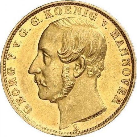 Awers monety - 1 krone 1863 B - cena złotej monety - Hanower, Jerzy V
