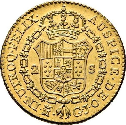Revers 2 Escudos 1818 M GJ - Goldmünze Wert - Spanien, Ferdinand VII