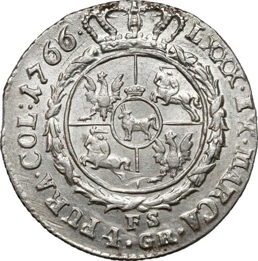 Реверс монеты - Злотовка (4 гроша) 1766 года FS - цена серебряной монеты - Польша, Станислав II Август
