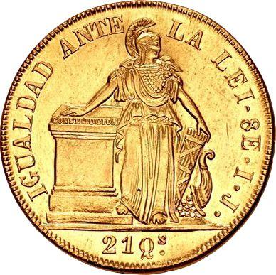 Revers 8 Escudos 1845 So IJ - Goldmünze Wert - Chile, Republik
