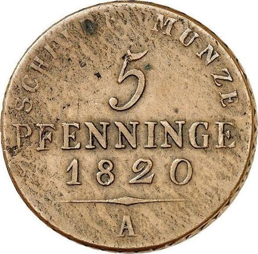 Rewers monety - Próba 5 fenigów 1820 A - cena  monety - Prusy, Fryderyk Wilhelm III