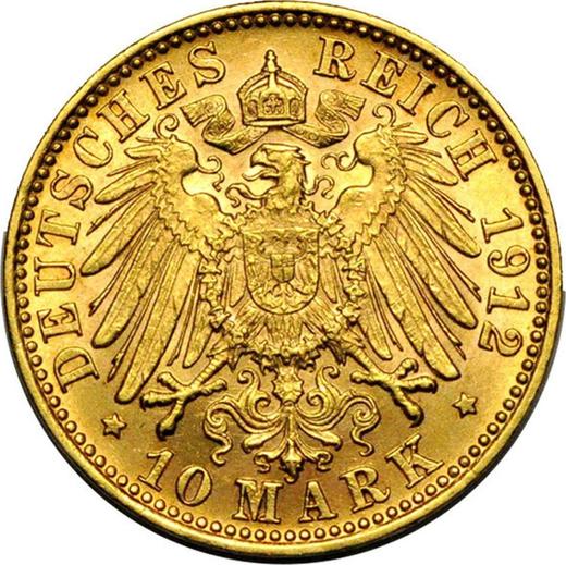 Reverso 10 marcos 1912 J "Hamburg" - valor de la moneda de oro - Alemania, Imperio alemán