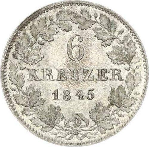 Реверс монеты - 6 крейцеров 1845 года - цена серебряной монеты - Баден, Леопольд