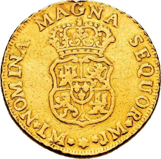 Reverse 2 Escudos 1757 LM JM - Gold Coin Value - Peru, Ferdinand VI