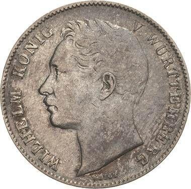 Аверс монеты - 1/2 гульдена 1853 года - цена серебряной монеты - Вюртемберг, Вильгельм I