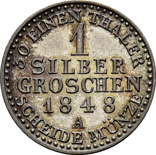 Reverso 1 Silber Groschen 1848 A - valor de la moneda de plata - Prusia, Federico Guillermo IV