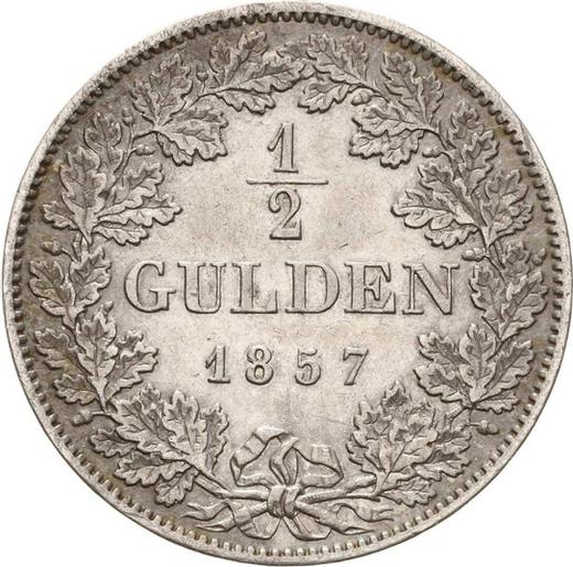 Реверс монеты - 1/2 гульдена 1857 года - цена серебряной монеты - Бавария, Максимилиан II