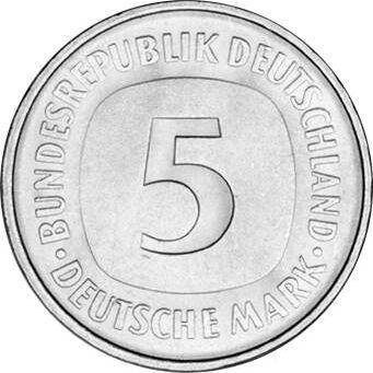 Anverso 5 marcos 1975 F - valor de la moneda  - Alemania, RFA