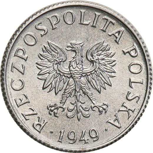 Реверс монеты - Пробный 1 грош 1949 года Алюминий - цена  монеты - Польша, Народная Республика
