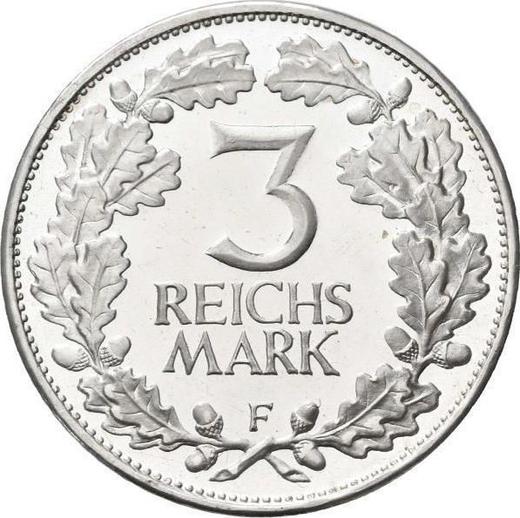 Reverso 3 Reichsmarks 1925 F "Renania" - valor de la moneda de plata - Alemania, República de Weimar