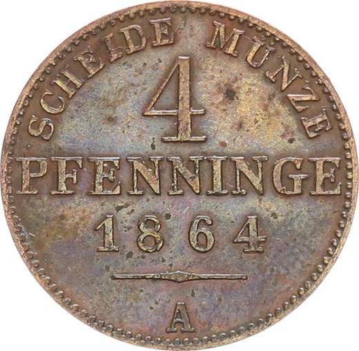 Реверс монеты - 4 пфеннига 1864 года A - цена  монеты - Пруссия, Вильгельм I