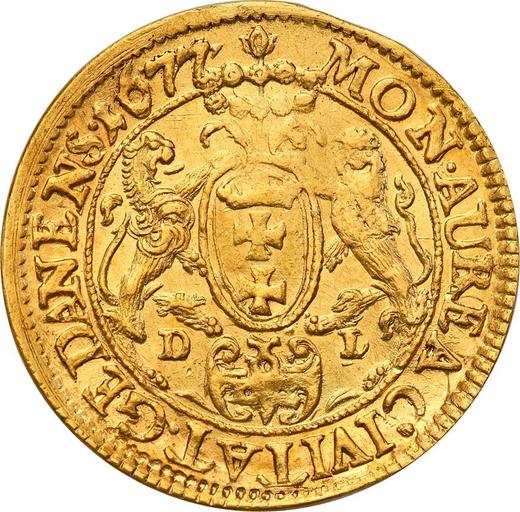 Reverso Ducado 1677 DL "Gdańsk" - valor de la moneda de oro - Polonia, Juan III Sobieski