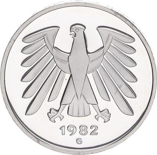 Реверс монеты - 5 марок 1982 года G - цена  монеты - Германия, ФРГ