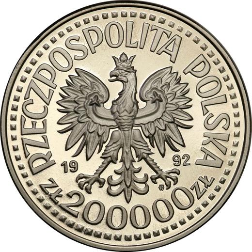 Аверс монеты - Пробные 200000 злотых 1992 года MW ET "Владислав III Варненчик" Никель - цена  монеты - Польша, III Республика до деноминации