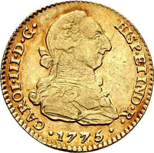 Obverse 2 Escudos 1775 S CF - Gold Coin Value - Spain, Charles III