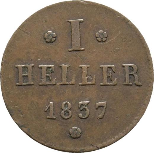 Reverso Heller 1837 - valor de la moneda  - Hesse-Darmstadt, Luis II