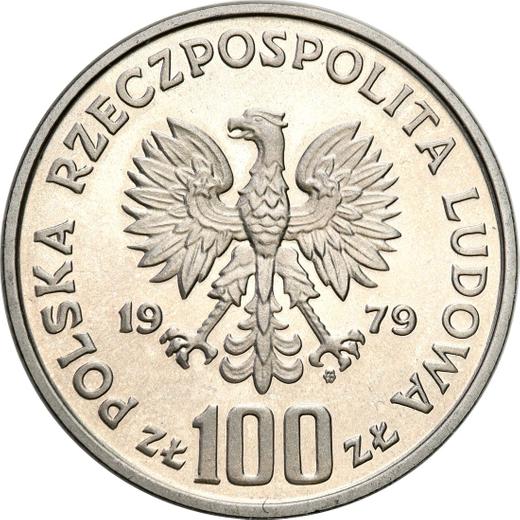 Аверс монеты - Пробные 100 злотых 1979 года MW "Генрик Венявский" Никель - цена  монеты - Польша, Народная Республика