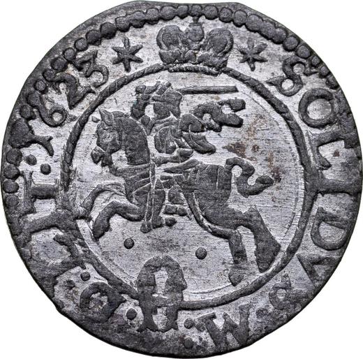 Аверс монеты - Шеляг 1623 года "Литовский с орлом и погоней" - цена серебряной монеты - Польша, Сигизмунд III Ваза