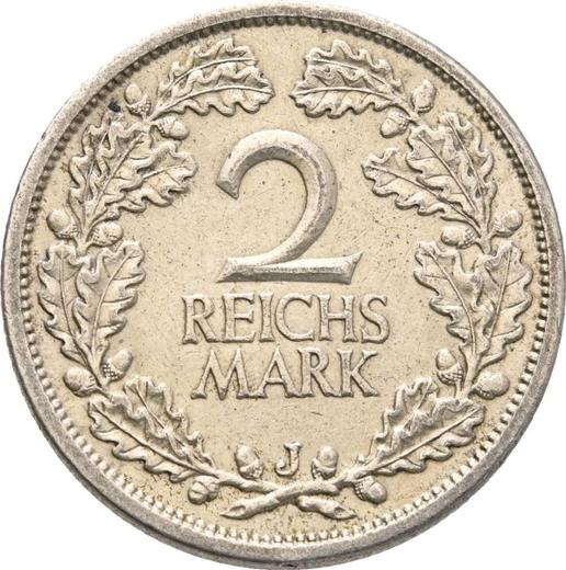 Reverso 2 Reichsmarks 1927 J - valor de la moneda de plata - Alemania, República de Weimar