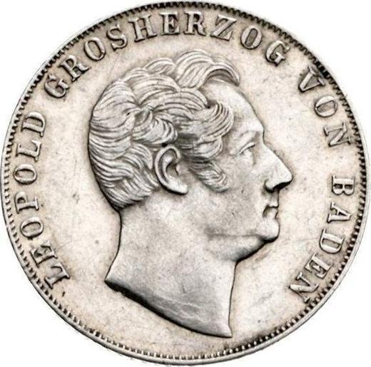 Аверс монеты - 2 гульдена 1848 года D - цена серебряной монеты - Баден, Леопольд