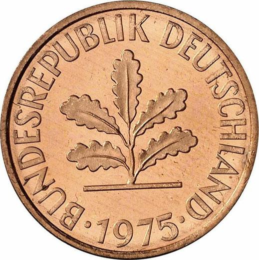 Реверс монеты - 2 пфеннига 1975 года J - цена  монеты - Германия, ФРГ