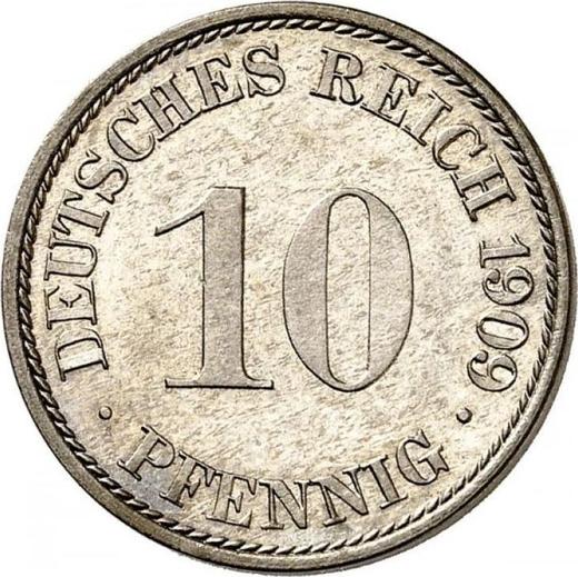 Anverso 10 Pfennige 1909 A "Tipo 1890-1916" - valor de la moneda  - Alemania, Imperio alemán