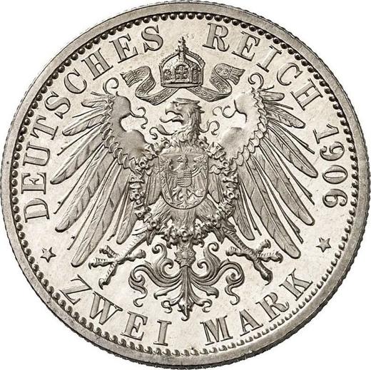 Reverso 2 marcos 1906 A "Lübeck" - valor de la moneda de plata - Alemania, Imperio alemán
