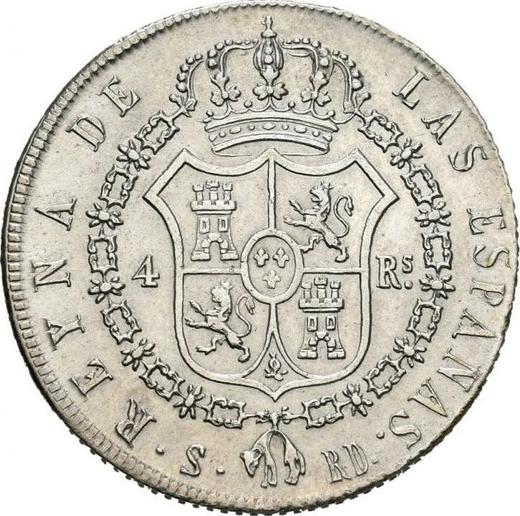 Реверс монеты - 4 реала 1839 года S RD - цена серебряной монеты - Испания, Изабелла II