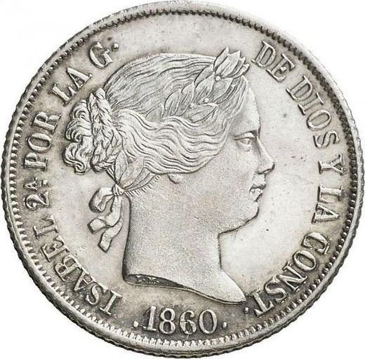 Avers 4 Reales 1860 Acht spitze Sterne - Silbermünze Wert - Spanien, Isabella II