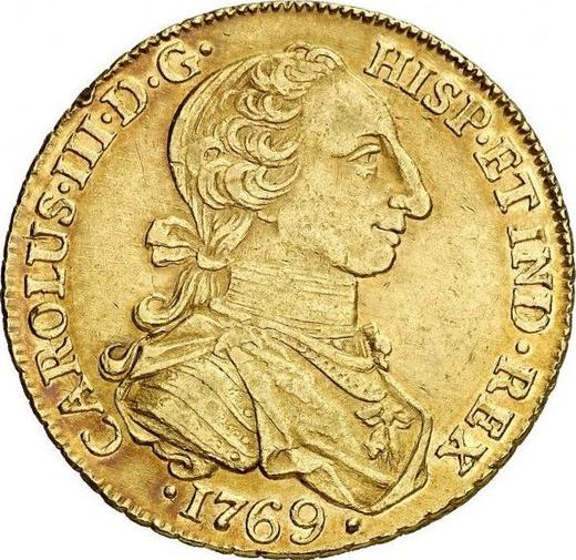 Awers monety - 8 escudo 1769 NR JV "Typ 1762-1771" - cena złotej monety - Kolumbia, Karol III
