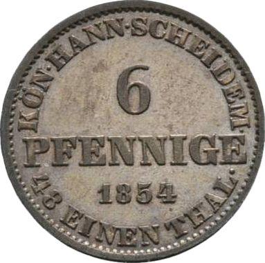 Реверс монеты - 6 пфеннигов 1854 года B - цена серебряной монеты - Ганновер, Георг V