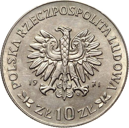 Аверс монеты - 10 злотых 1971 года MW WK "50 лет III Силезскому восстанию" - цена  монеты - Польша, Народная Республика