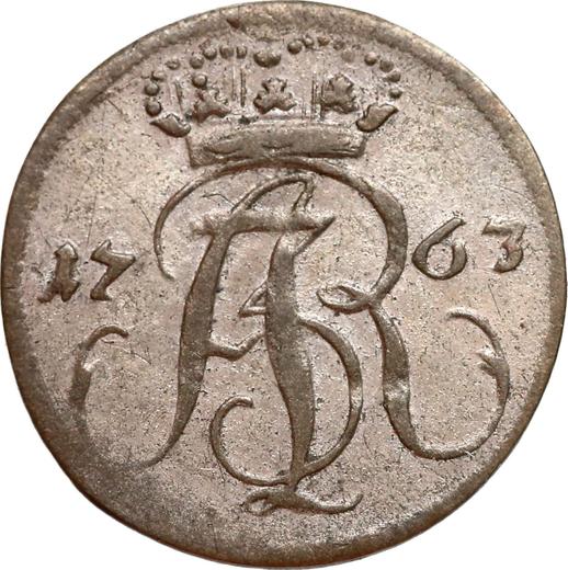 Аверс монеты - Трояк (3 гроша) 1763 года REOE "Гданьский" - цена серебряной монеты - Польша, Август III