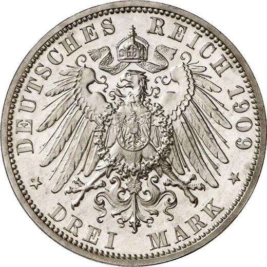 Реверс монеты - 3 марки 1909 года A "Шварцбург-Зондерсгаузен" Даты жизни - цена серебряной монеты - Германия, Германская Империя