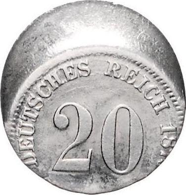 Аверс монеты - 20 пфеннигов 1873-1877 года "Тип 1873-1877" Смещение штемпеля - цена серебряной монеты - Германия, Германская Империя