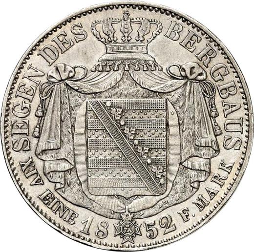 Reverse Thaler 1852 F "Mining" - Silver Coin Value - Saxony-Albertine, Frederick Augustus II