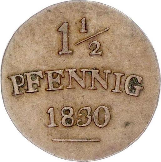 Реверс монеты - 1 1/2 пфеннига 1830 года - цена  монеты - Саксен-Веймар-Эйзенах, Карл Фридрих