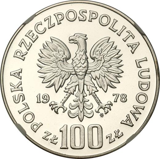 Anverso 100 eslotis 1978 MW "Bicentenario de Adam Mickiewicz" Plata - valor de la moneda de plata - Polonia, República Popular