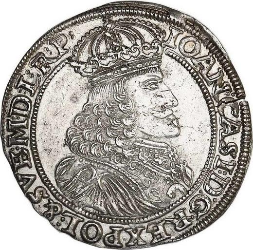 Аверс монеты - Орт (18 грошей) 1653 года AT "Круглый герб" - цена серебряной монеты - Польша, Ян II Казимир