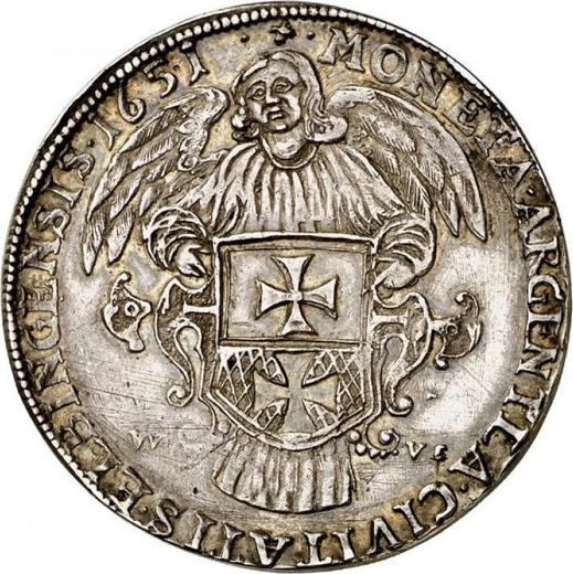 Rewers monety - Talar 1651 WVE "Elbląg" - cena srebrnej monety - Polska, Jan II Kazimierz