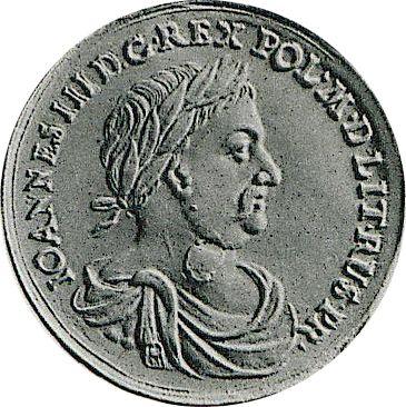 Аверс монеты - Донатив 5 дукатов 1677 года "Краков" - цена золотой монеты - Польша, Ян III Собеский