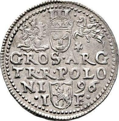 Rewers monety - Trojak 1596 IF "Mennica olkuska" - cena srebrnej monety - Polska, Zygmunt III