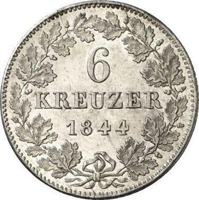 Реверс монеты - 6 крейцеров 1844 года - цена серебряной монеты - Бавария, Людвиг I