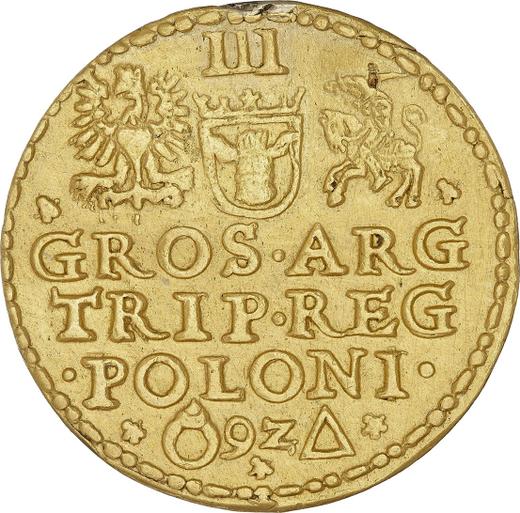 Reverso Trojak (3 groszy) 1592 "Casa de moneda de Malbork" Oro - valor de la moneda de oro - Polonia, Segismundo III
