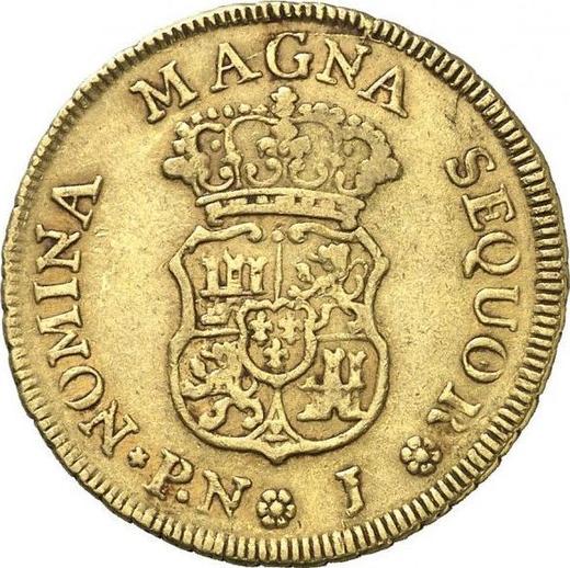 Reverso 2 escudos 1760 PN J - valor de la moneda de oro - Colombia, Fernando VI