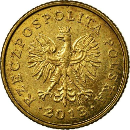 Anverso 1 grosz 2013 MW Latón - valor de la moneda  - Polonia, República moderna